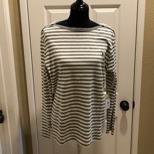 U.S. Polo Assn. gray & cream striped NWT